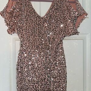 As U Wish Pink Sequin Mini Dress